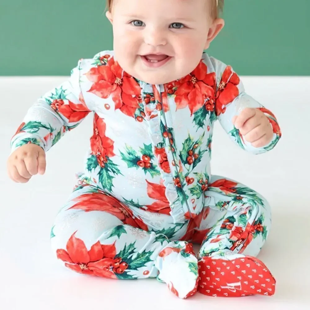 NWT Posh Peanut Winter Lily Footie Ruffled Zippered One Piece - Picture 2 of 4